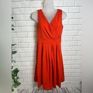 LANDS END  bright orange Sleeveless fit and flare  Dress/size S